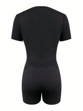 Women's Love Heart Rhinestone Decoration Short Sleeve T-Shirt And Shorts Set